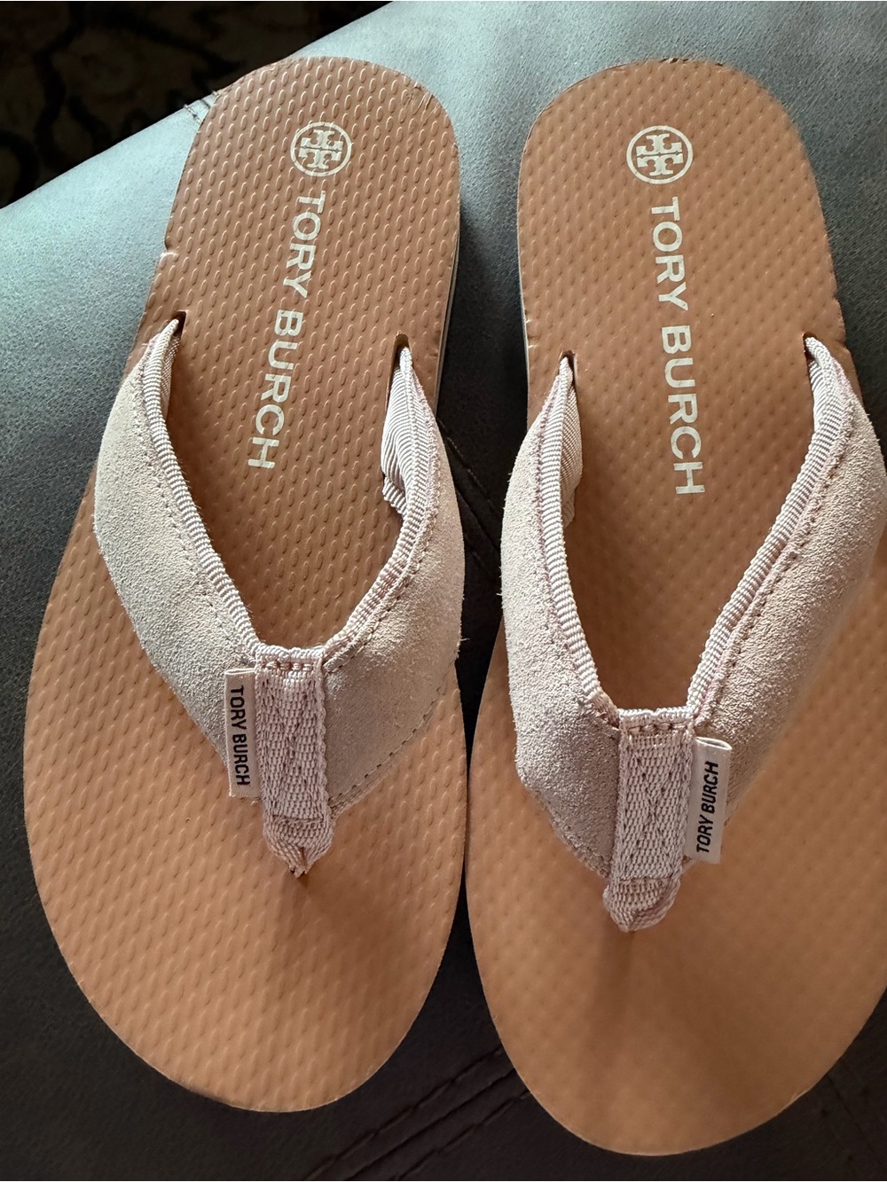 Tory Burch Blush Suede Thong Sandals